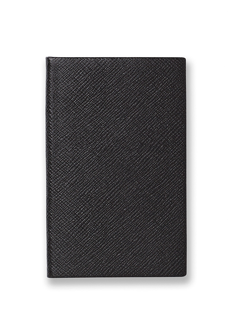 Smythson Black Panama leather notebook for men