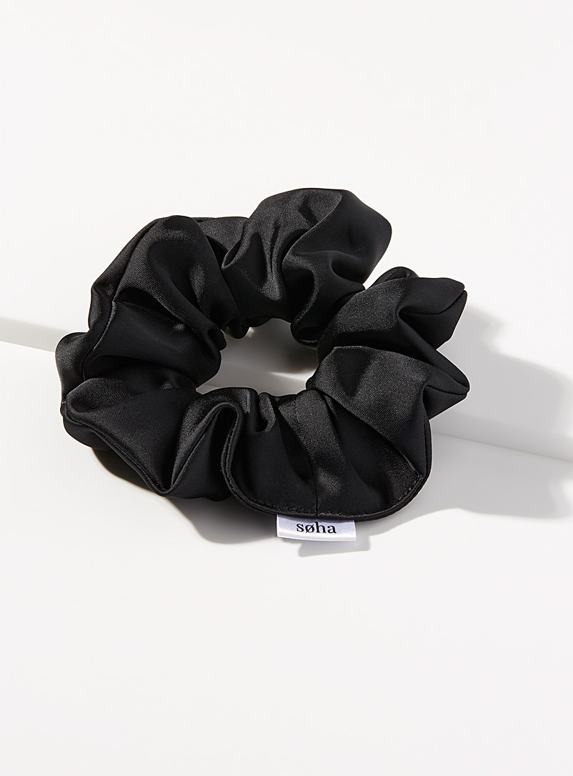 Soha & Co Black Coloured satin scrunchie for women