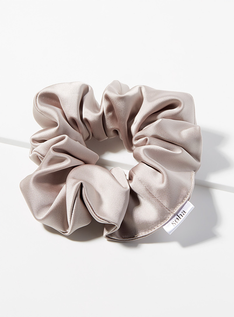 Soha & Co Sand Satiny pink scrunchie for women