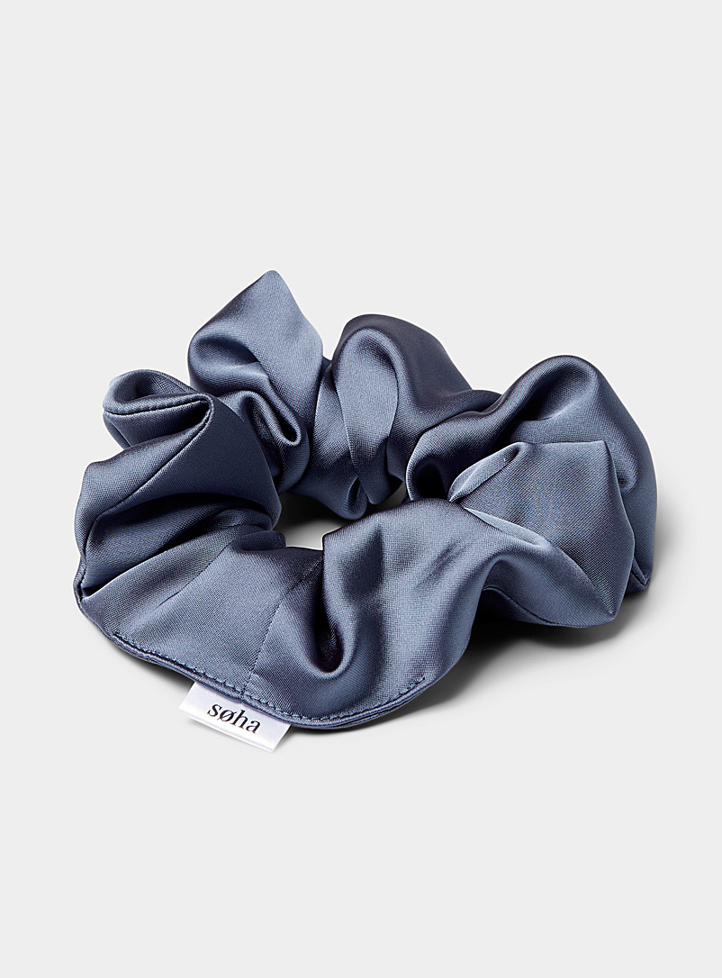 Soha & Co Slate Blue Satiny shade scrunchie for women