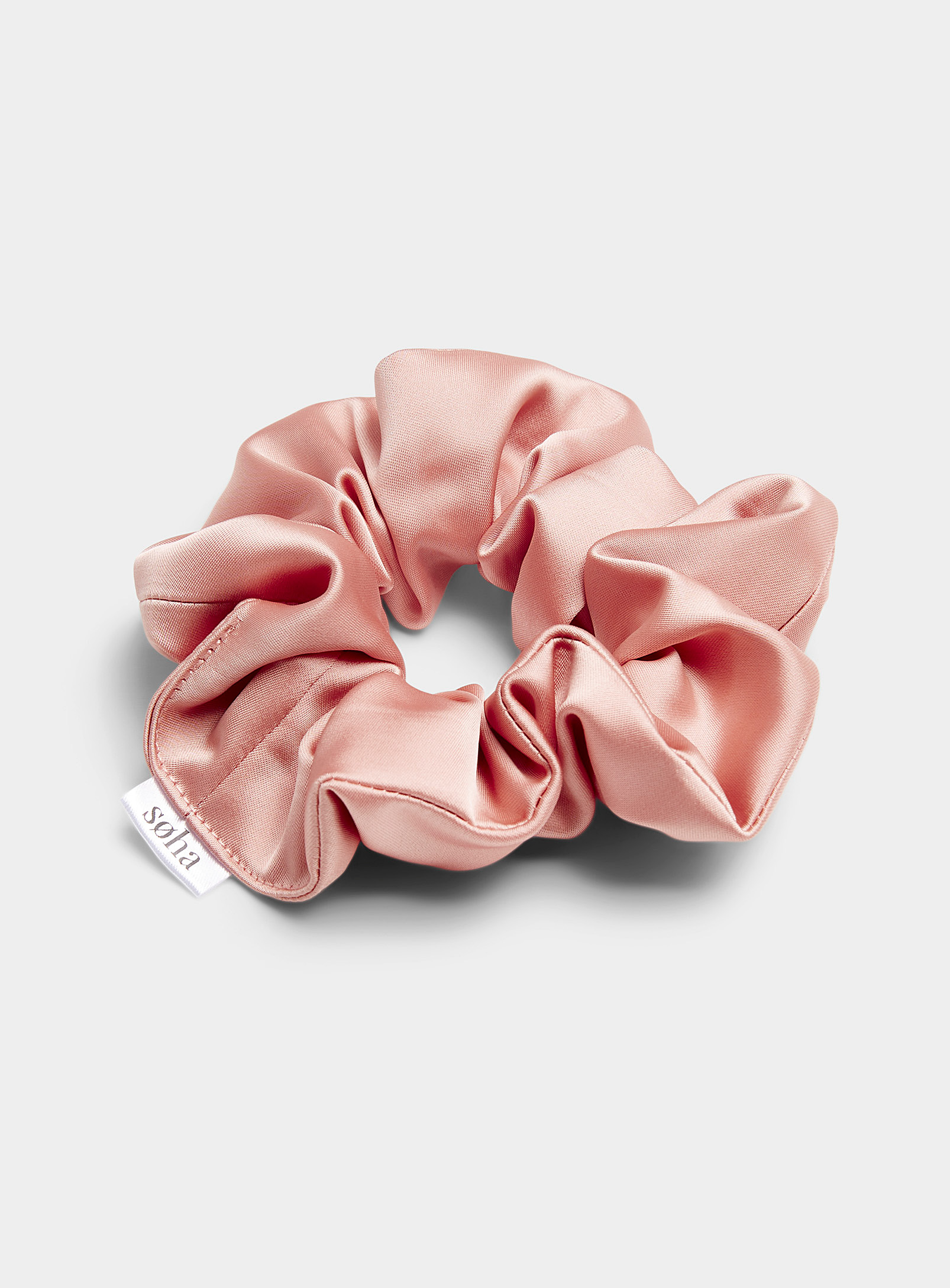 Soha & Co Coloured Satin Scrunchie In Pink