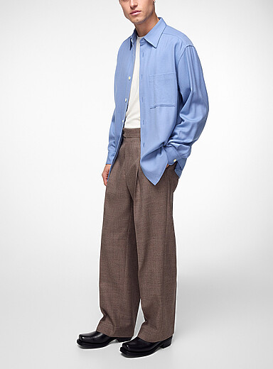 Ecole de Pens&eacute;e: Le pantalon laine vierge taupe double plis  Taupe pour homme