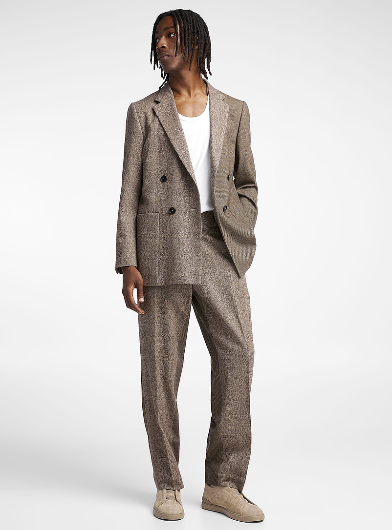 Pantalon Chino En Tweed De Laine Pour Homme - Coupe Droite Large - Élastique Et Chaud Pour L'Hiver - Style Vintage Business Casual - 3