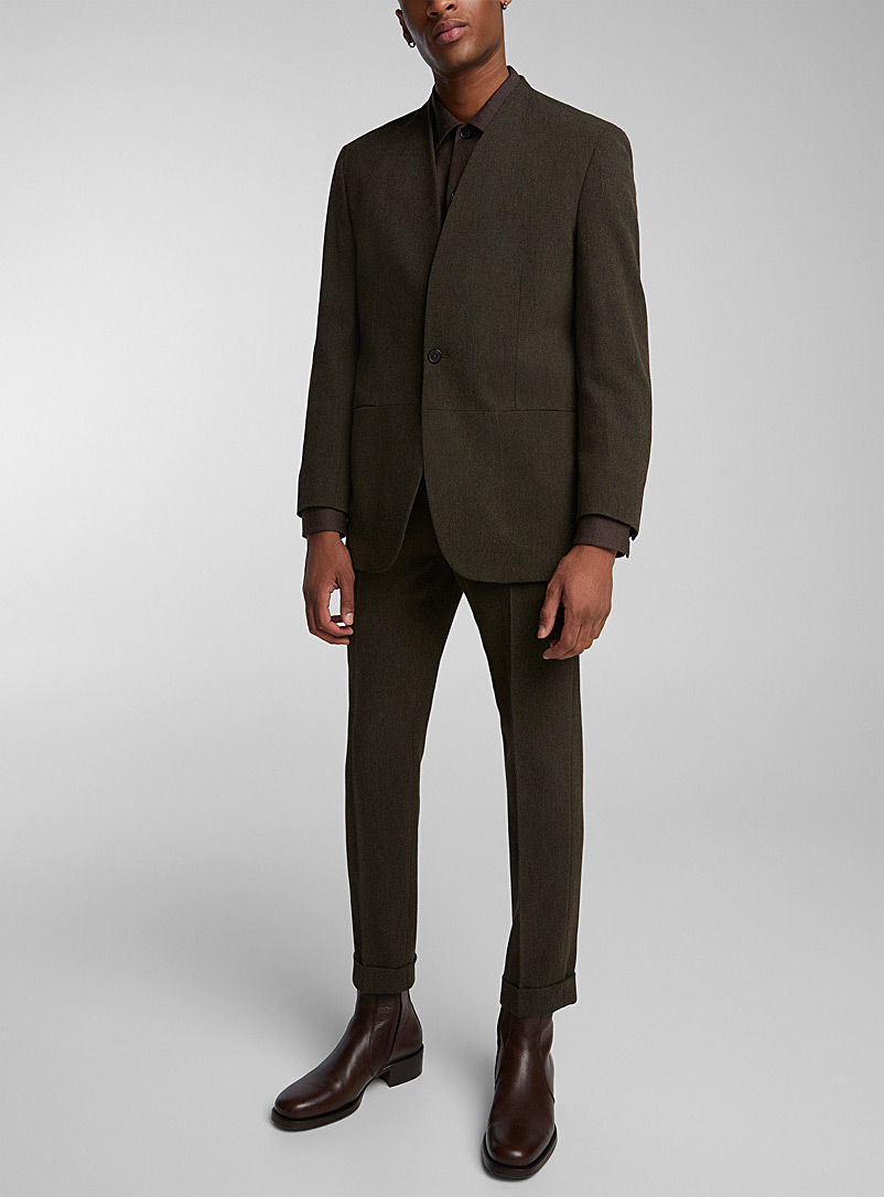 Ecole de Pensée Mossy Green Two-tone twill cuffed pant for men