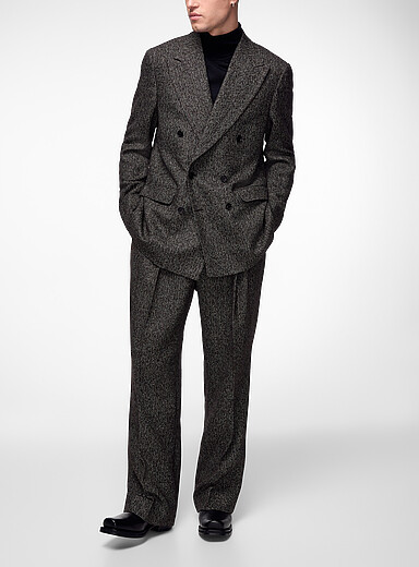 Ecole de Pens&eacute;e Brown Wool-blend double-breasted suit for men
