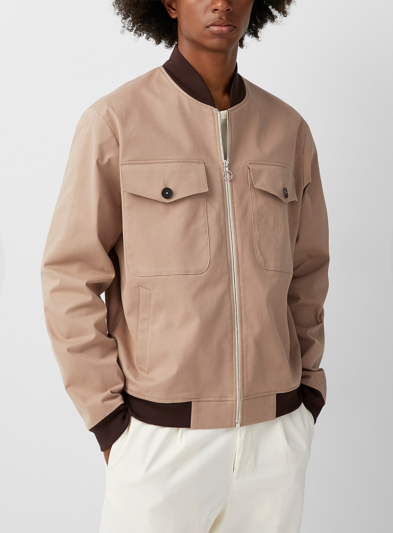 Ecole de Pensée Sand Workwear accent edging jacket for men