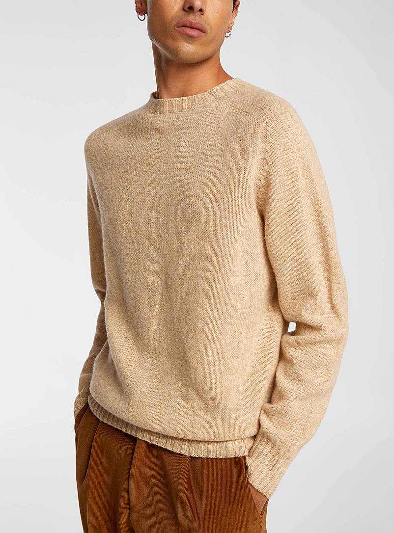 Ecole de Pensée Cream Beige Delicate wirgin wool knit sweater for men