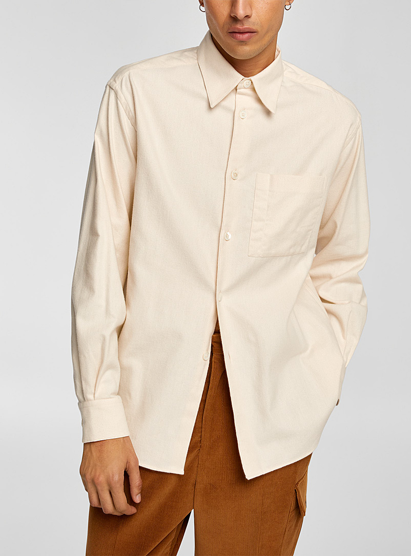 Ecole de Pensée Cream Beige Flannel shirt for men