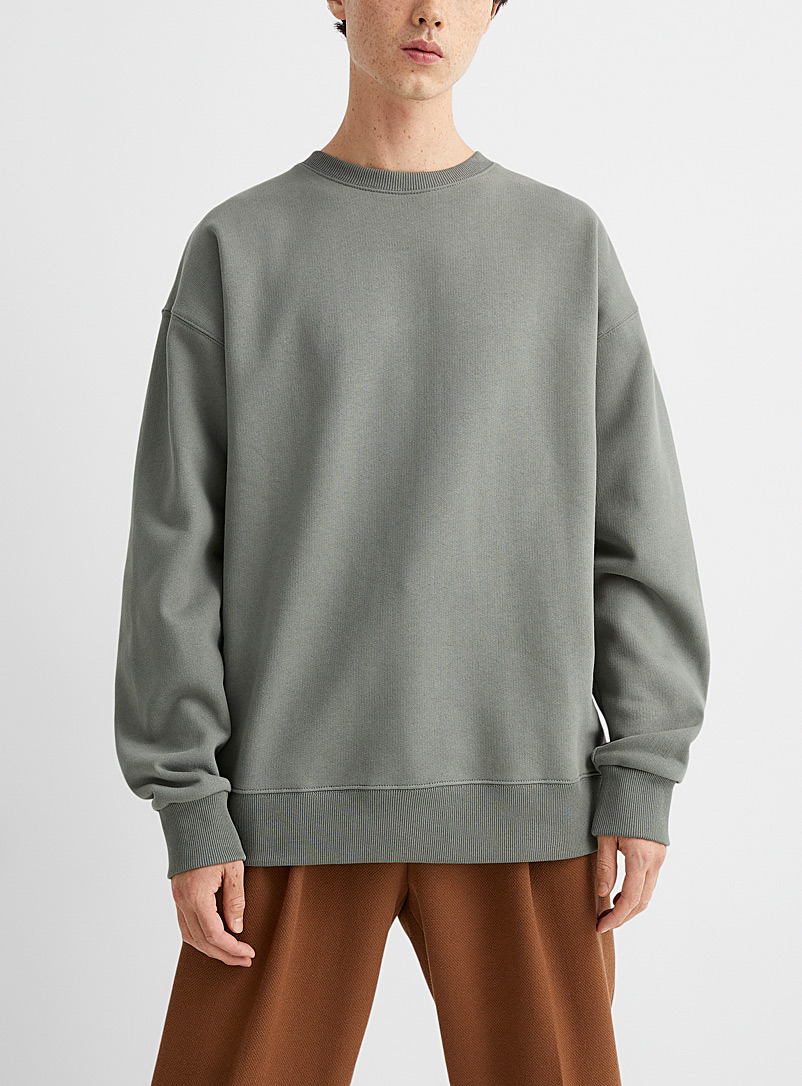 Ecole de Pensée Green Refined plain fleece-underside sweatshirt for men