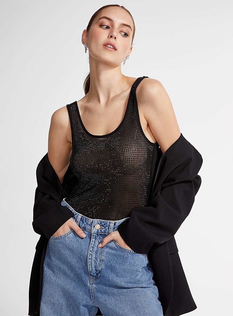 Icône Black Ebony crystal micromesh bodysuit for women