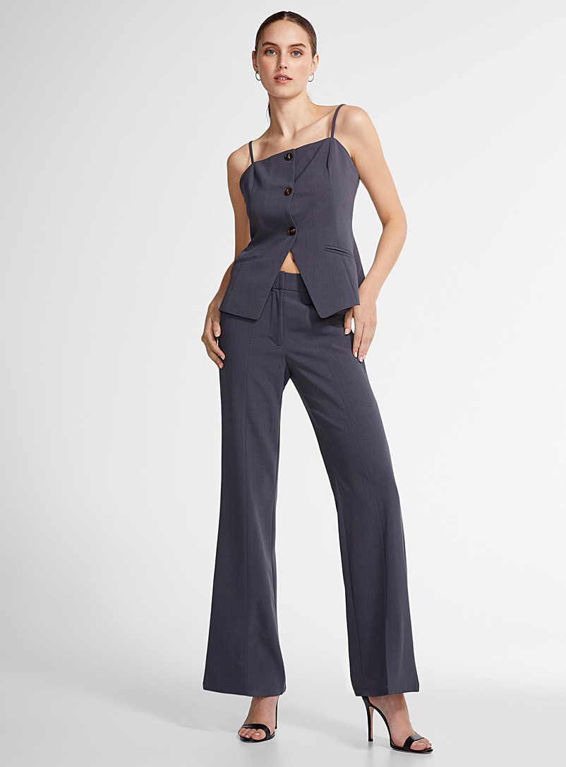 Icône Grey Front slit flared pant for women