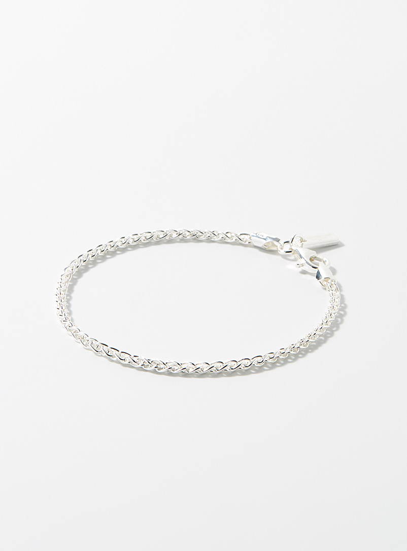 Hatton Labs Silver Silver chain-link cord bracelet for men
