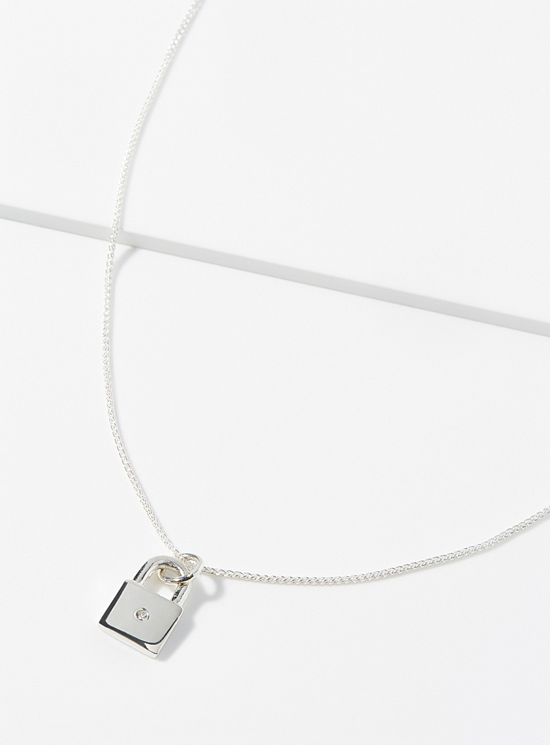Hatton Labs Silver Padlock pendant necklace for men
