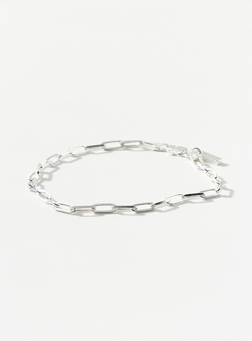Hatton Labs Silver Silver paperclip chain bracelet for men