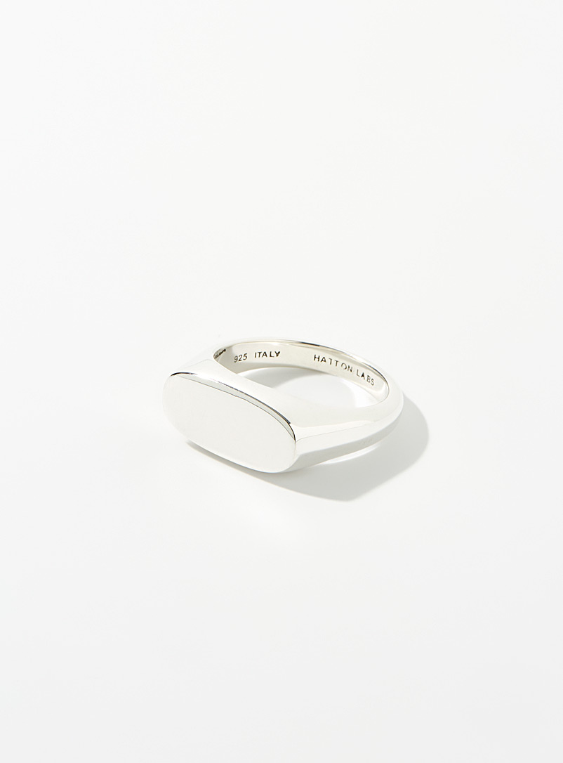 Hatton Labs Silver Squashed signet ring for men