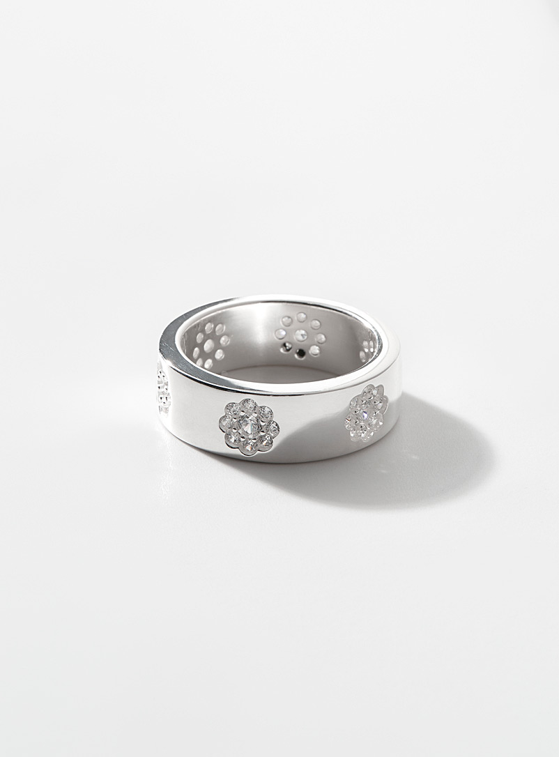 Hatton Labs Silver Daisy pavé ring for men