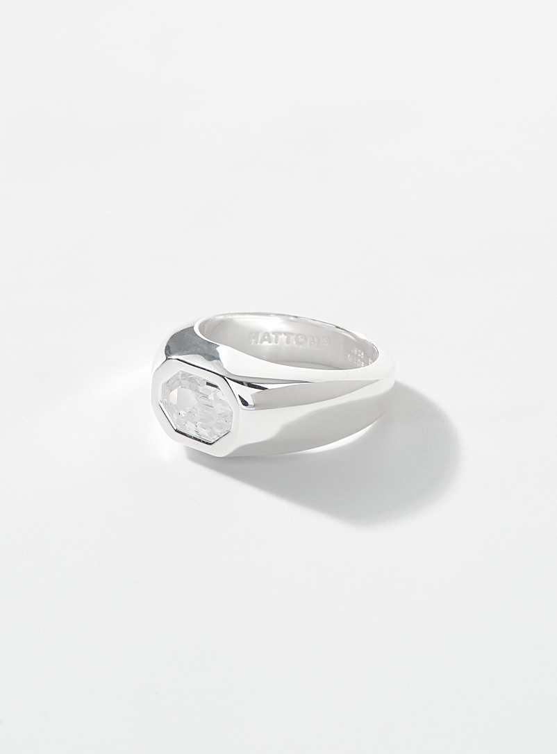 Hatton Labs Silver Solitaire signet ring for men