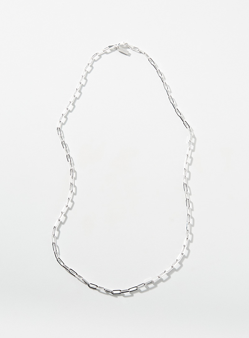 Hatton Labs Silver Silver paperclip chain necklace for men