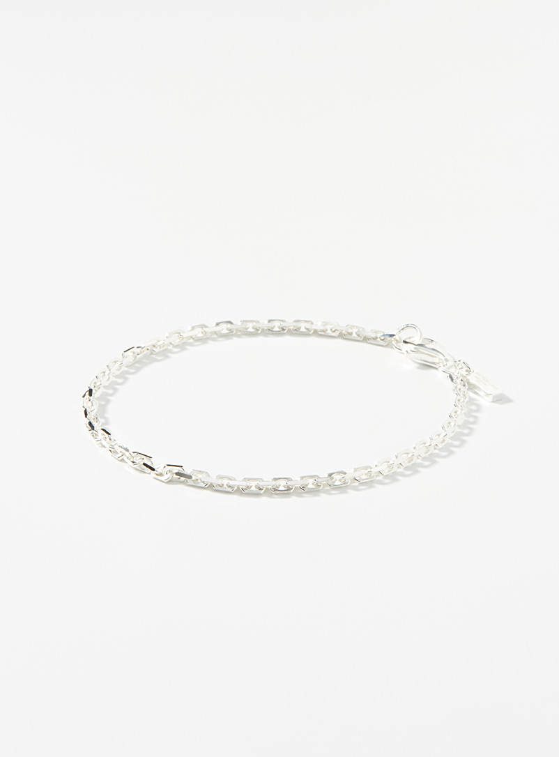Hatton Labs Silver Mini Anchor chain bracelet for men