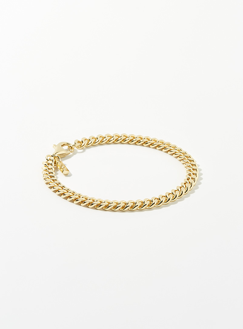 Hatton Labs Golden Yellow Cuban gold-plated chain bracelet for men