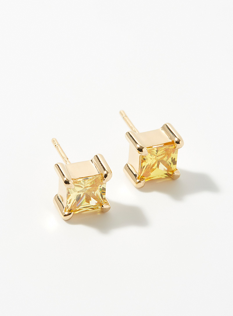 Hatton Labs Golden Yellow Crystals golden earrings for men