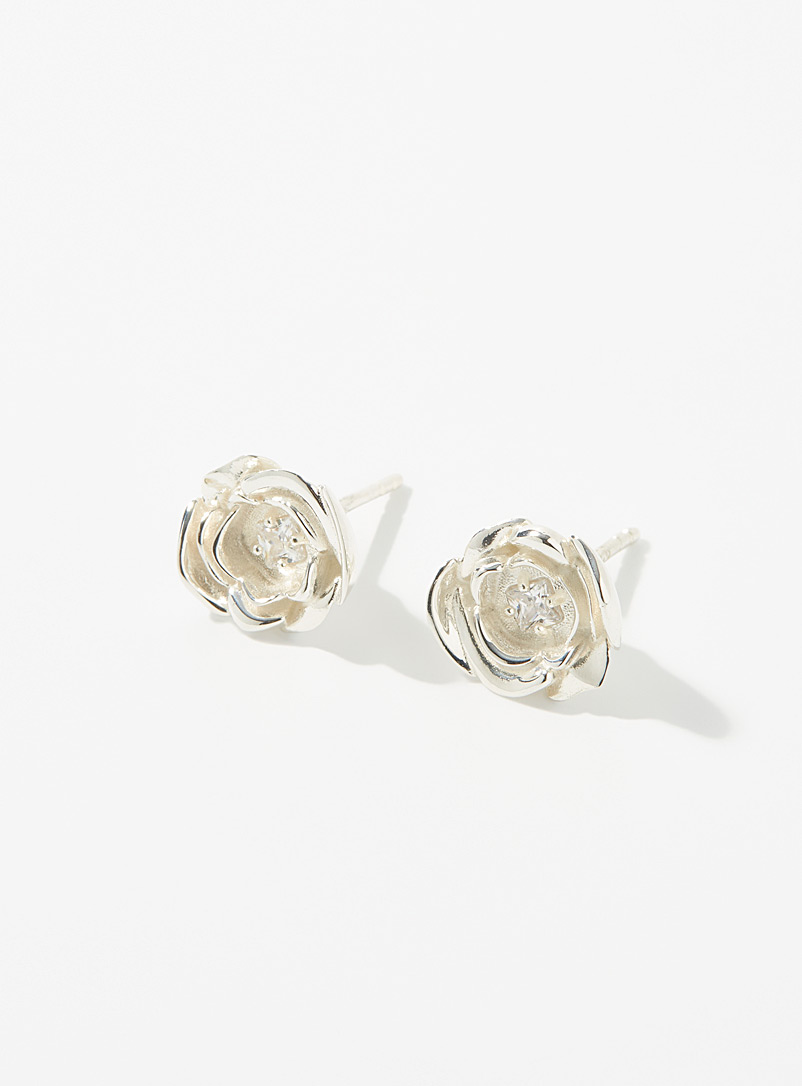 Hatton Labs Silver Rose earrings for men