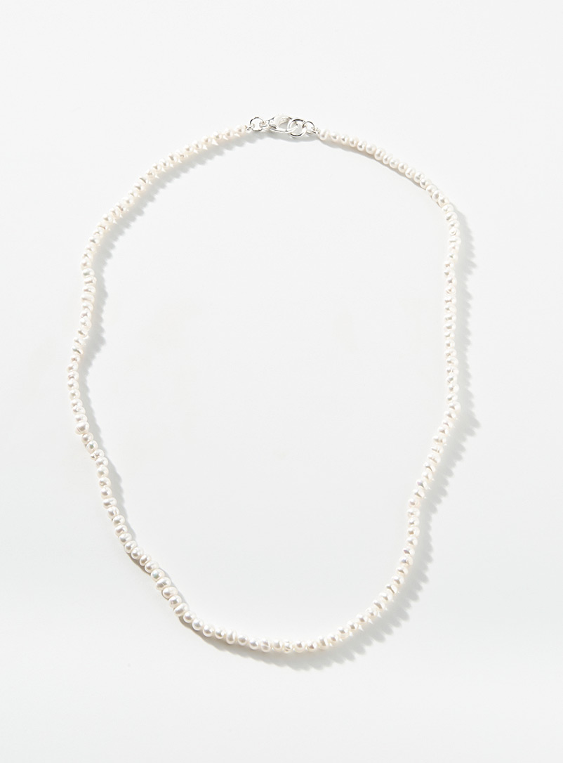 Hatton Labs: Le collier Mini perles blanches Argent pour homme