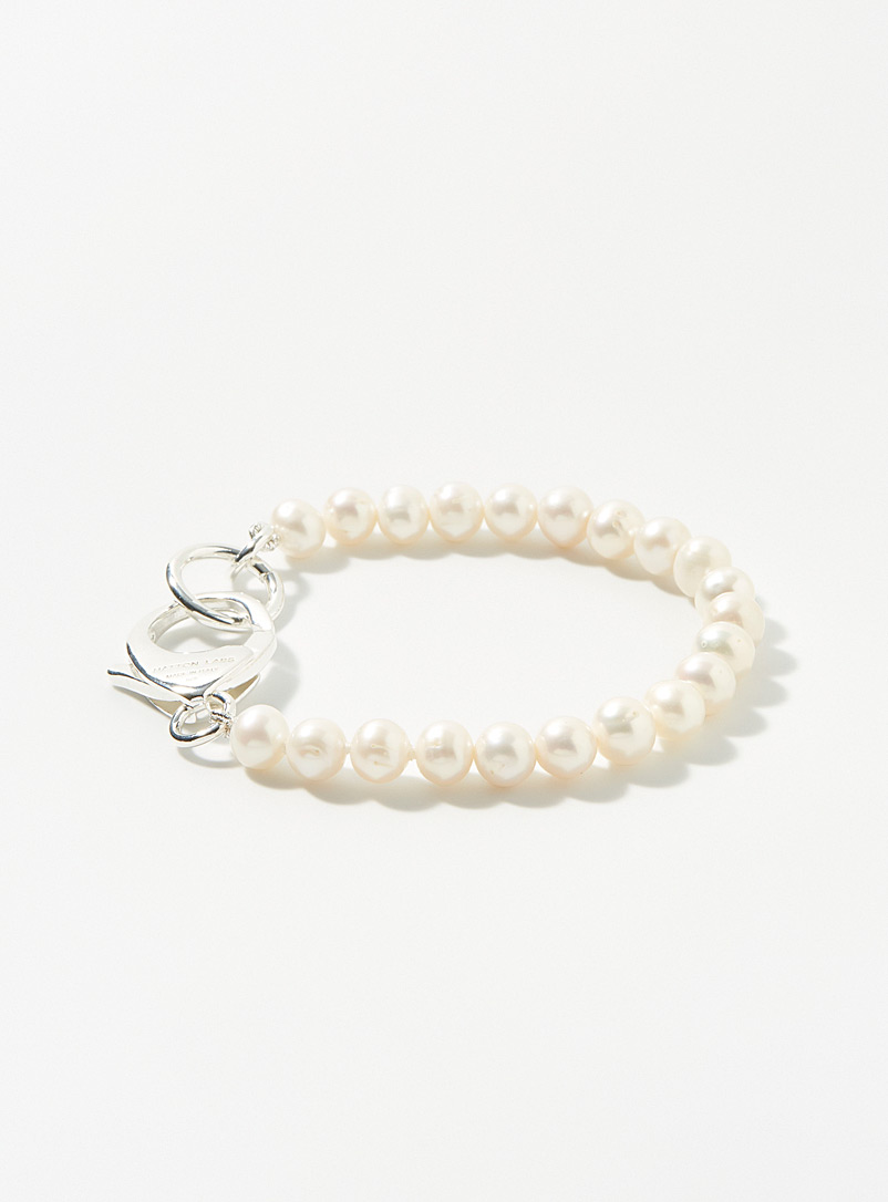 Hatton Labs: Le bracelet perles blanches Argent pour homme