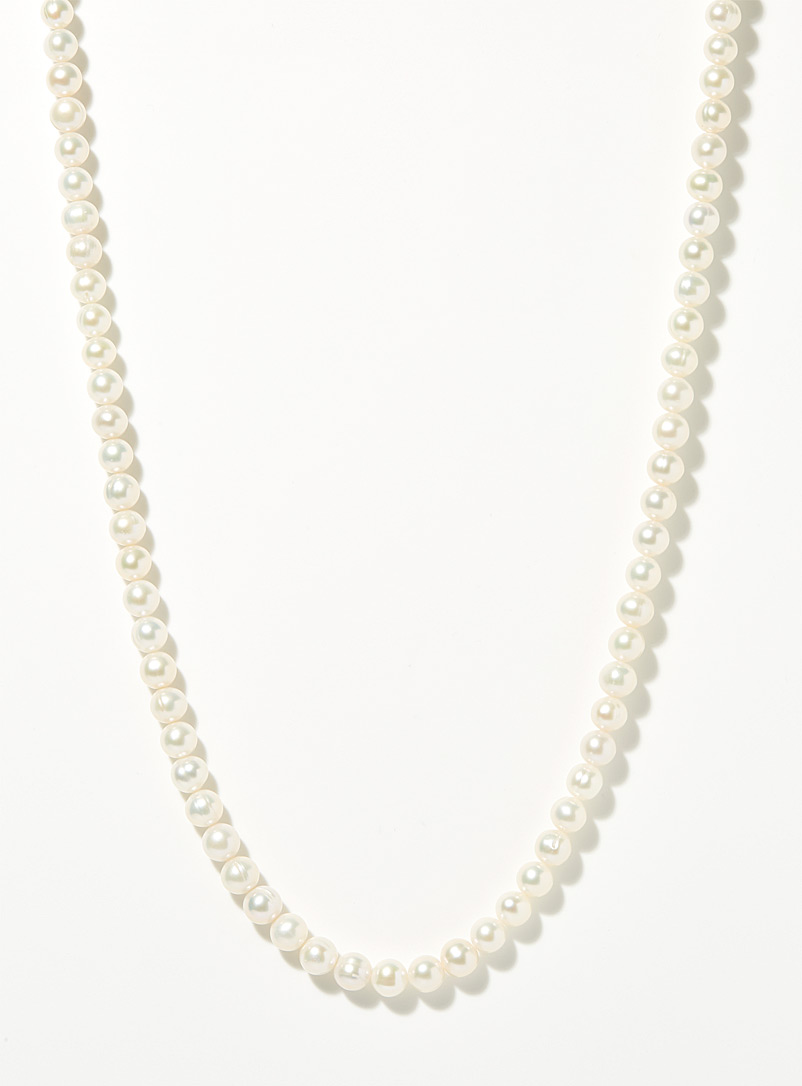 Hatton Labs: Le collier perles blanches classique Ivoire blanc os pour homme