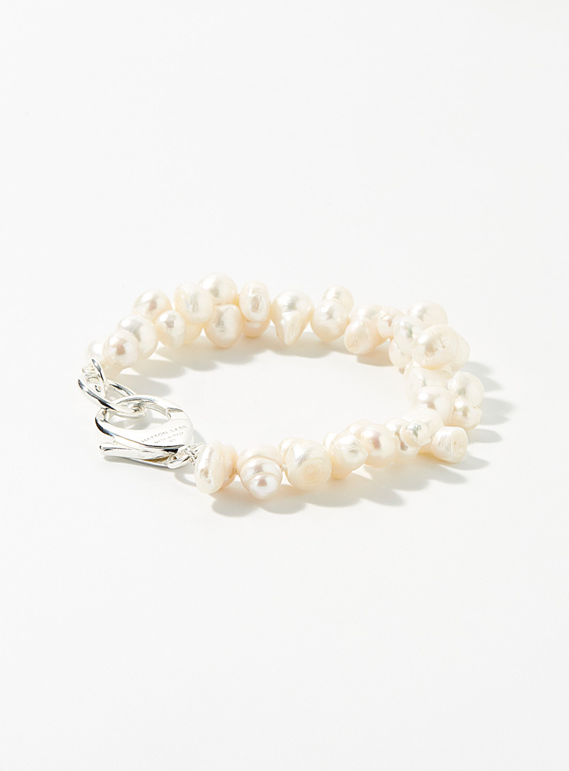 Hatton Labs Ivory White Peanut white pearl bracelet for men