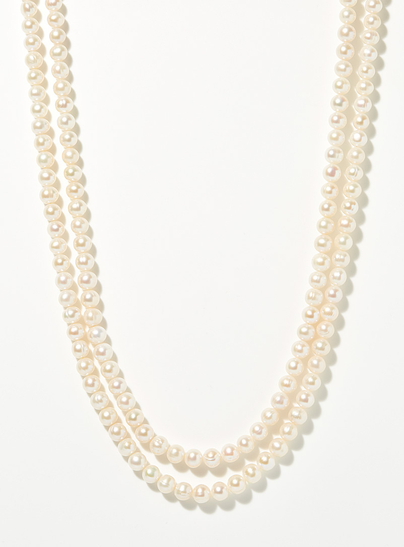Hatton Labs: Le collier perles blanches double Ivoire blanc os pour homme