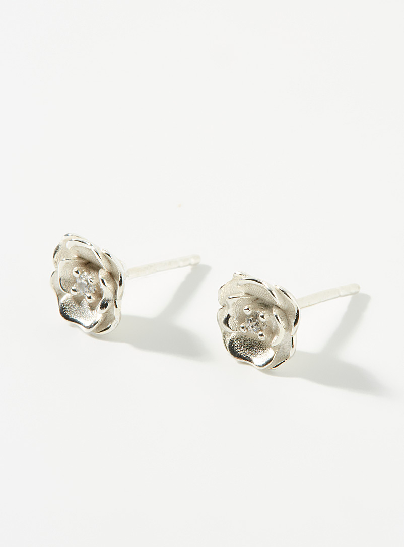 Hatton Labs Silver Wild Rose earrings for men