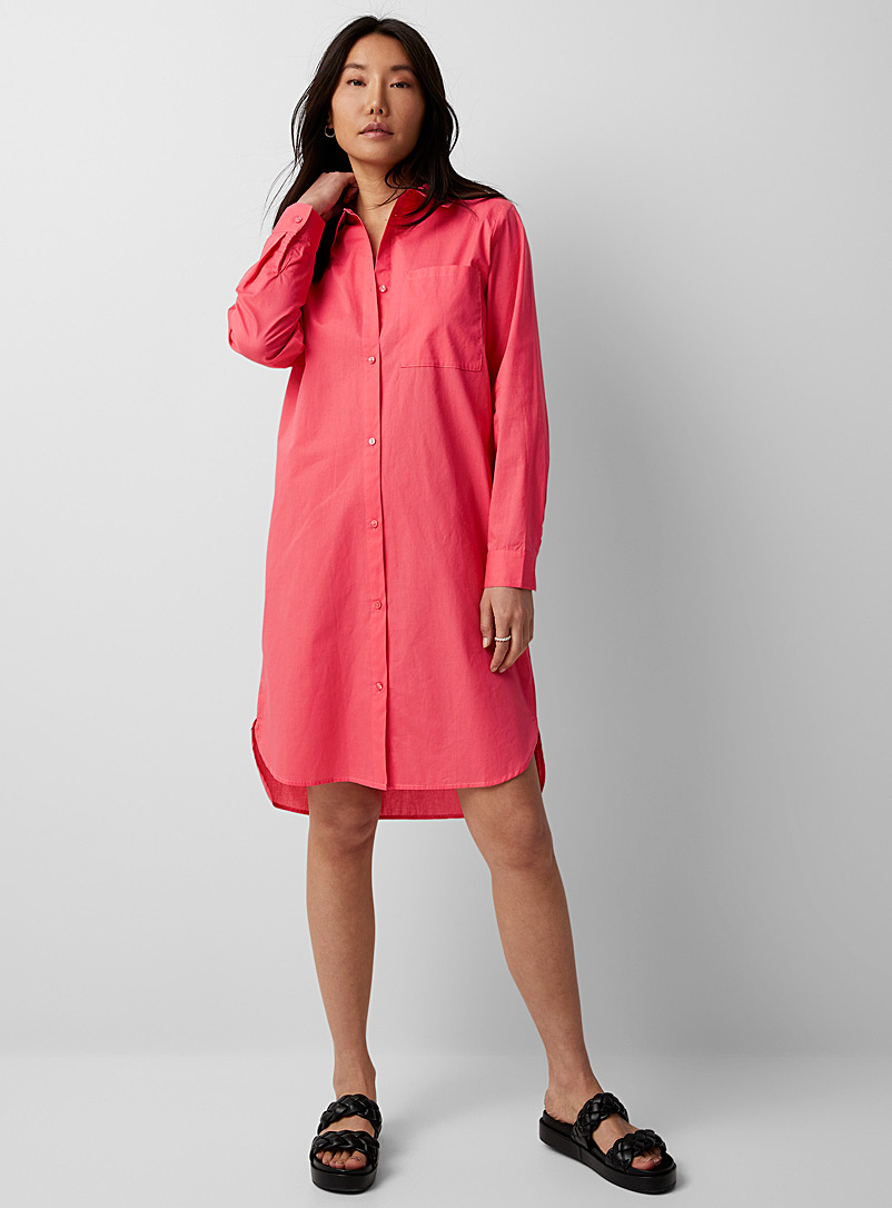 Contemporaine Pink Bright coral shirtdress for women