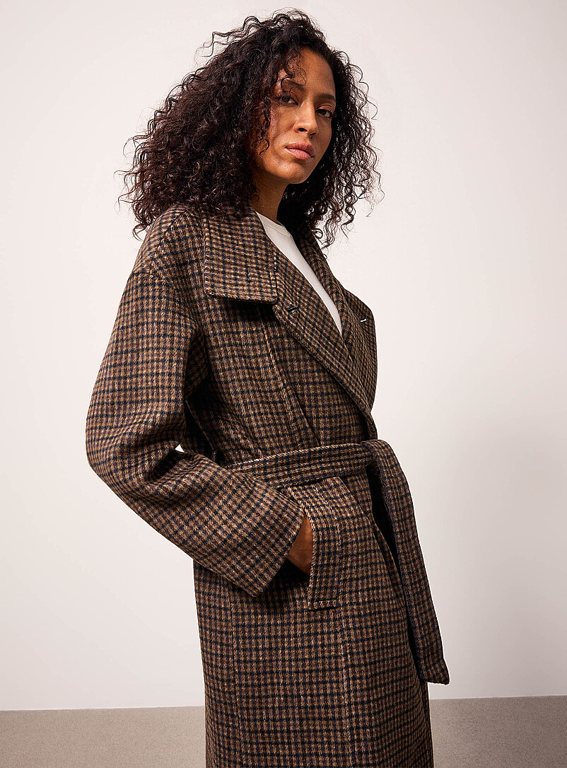 Silja checkered belted oversized overcoat | Saint Tropez | Women's
