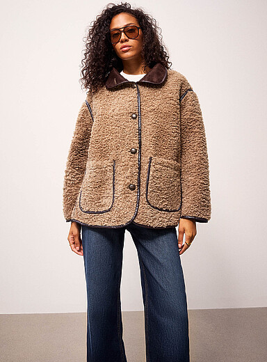 Saint Tropez Light Brown Samantha faux-shearling jacket for women