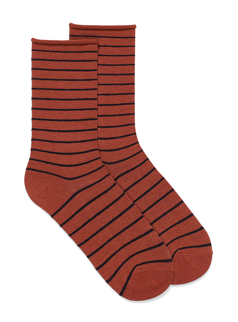 Simons Assorted black  Merino wool striped sock for women
