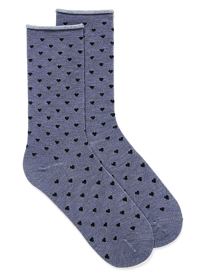 Simons Assorted blue Merino wool mini heart sock for women