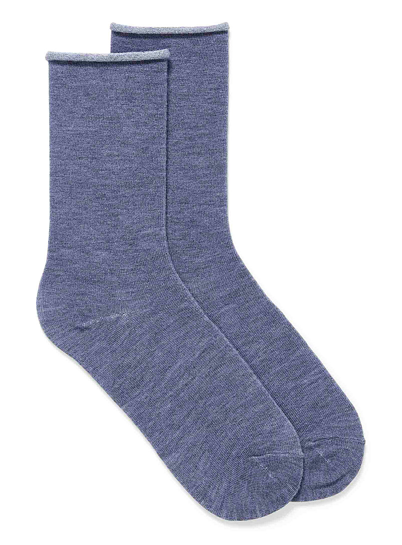 Simons Slate Blue Solid merino wool sock for women
