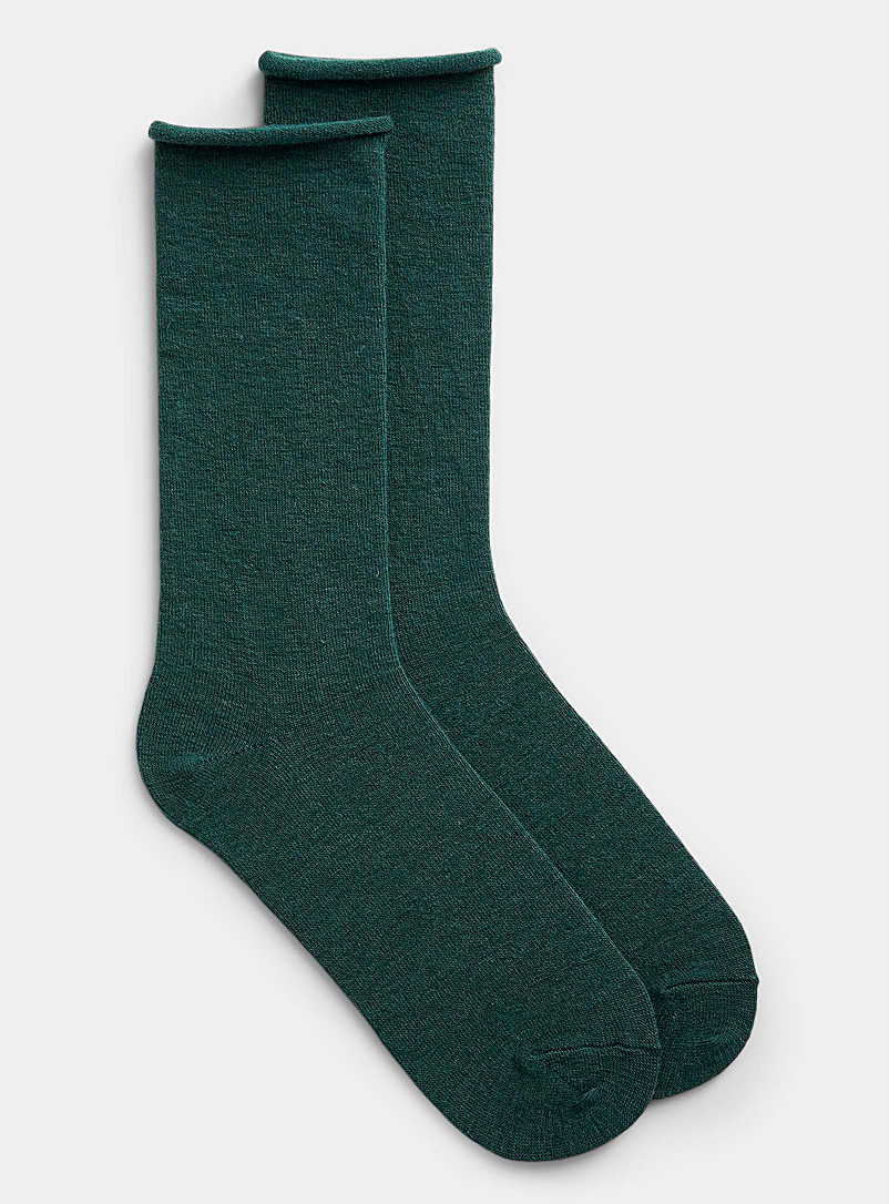 Simons Teal Solid merino wool sock for women