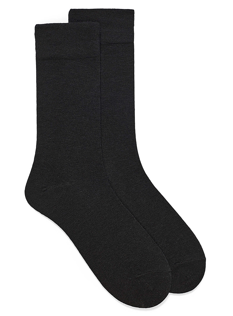 Le 31 Black Fine merino wool socks for men