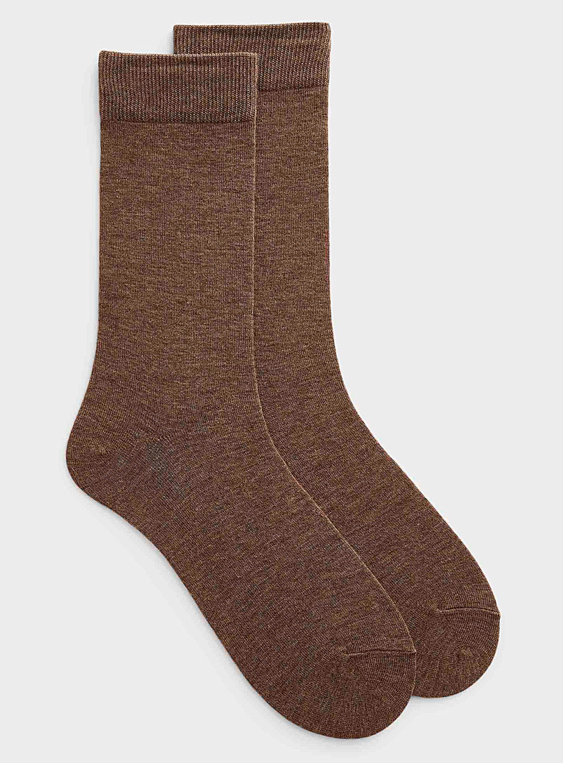 Le 31 Light Brown Fine merino wool socks for men