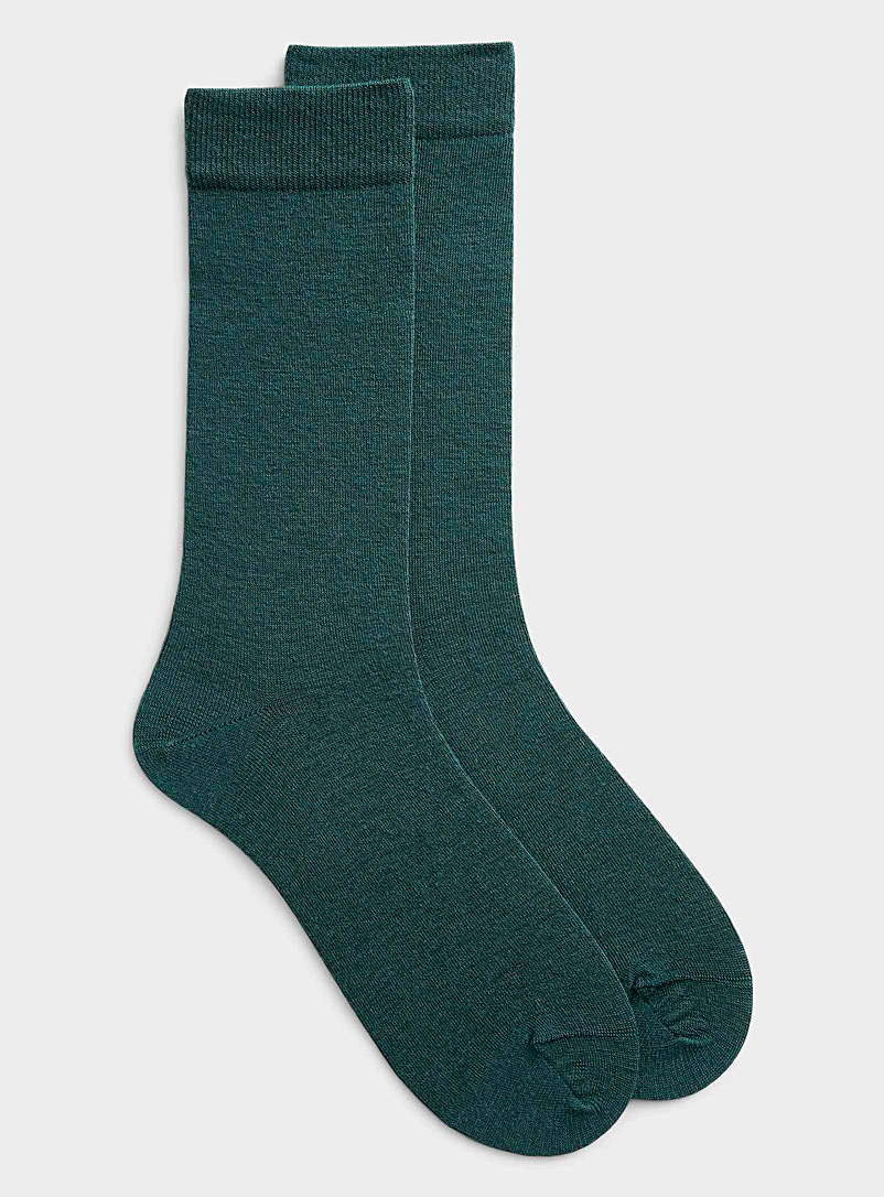 Le 31 Mossy Green Fine merino wool socks for men