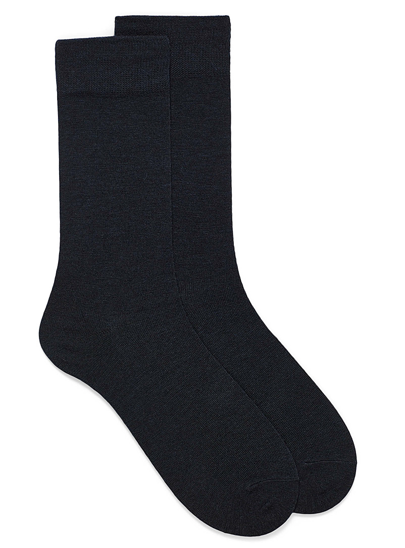 Le 31 Marine Blue Fine merino wool socks for men