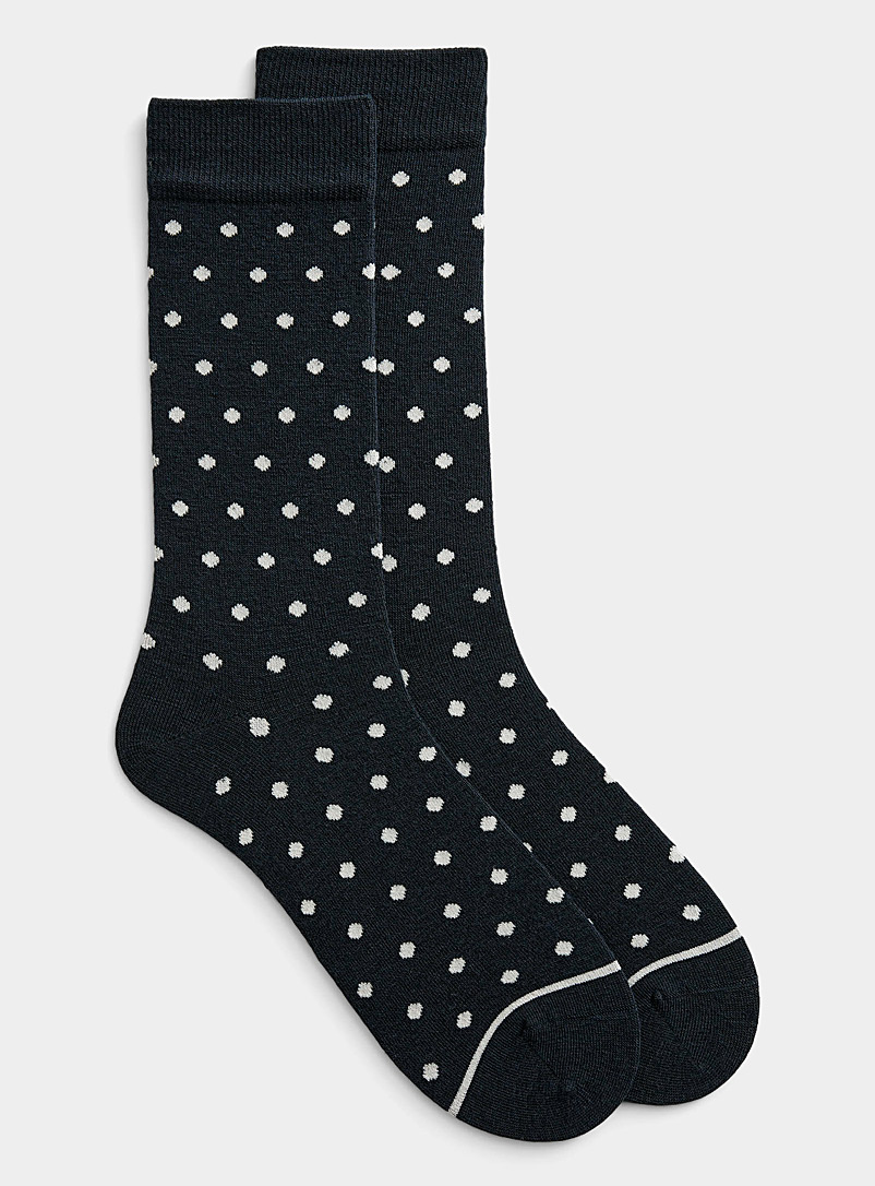 Le 31 Black and white Polka dot merino wool socks for men