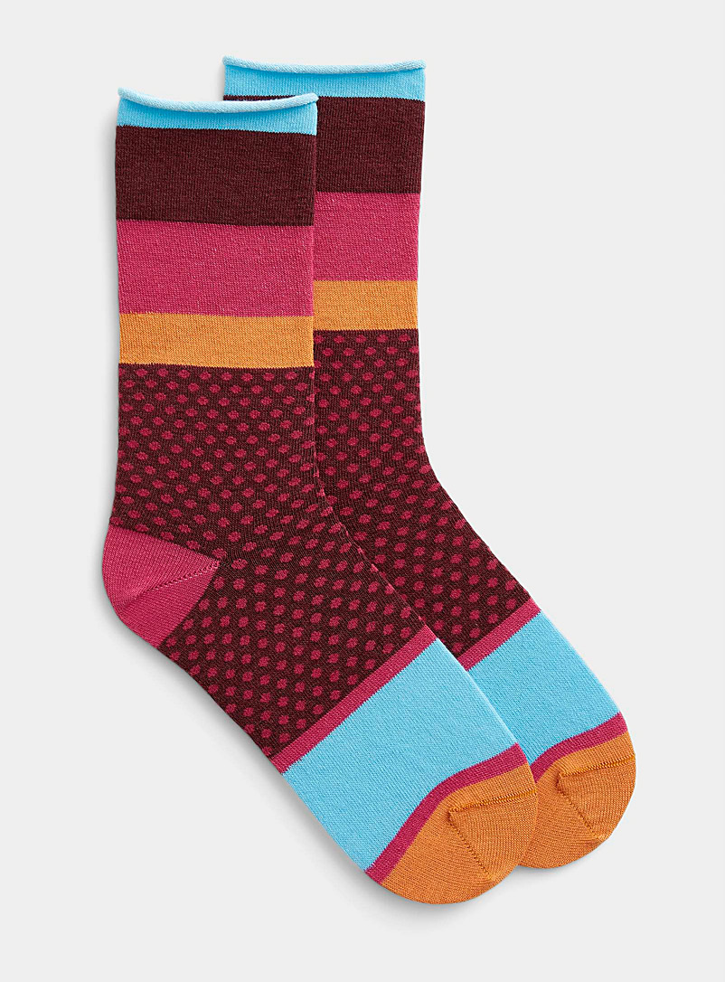 Simons Assorted Merino wool binary pattern sock for women
