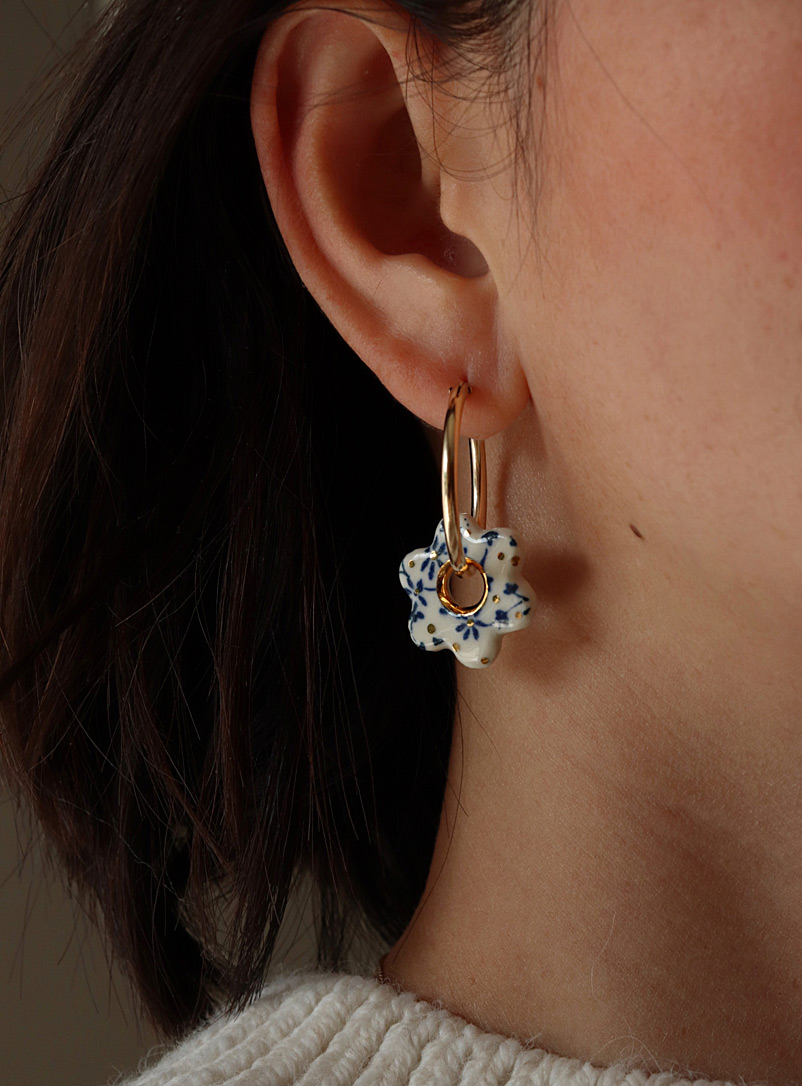 LiliandTrotro Jewelry: Les boucles d'oreilles de porcelaine Sakura Blanc