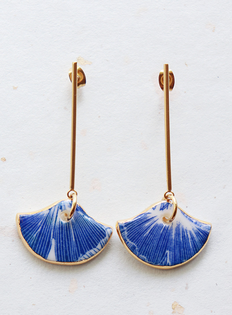 LiliandTrotro Jewelry Blue Ginkgo earrings