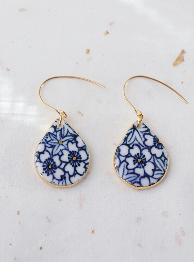LiliandTrotro Jewelry: Les boucles d'oreilles de porcelaine Chiyo Bleu