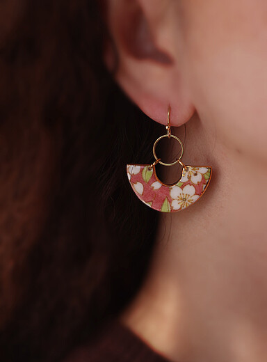 Umehana porcelain fan earrings