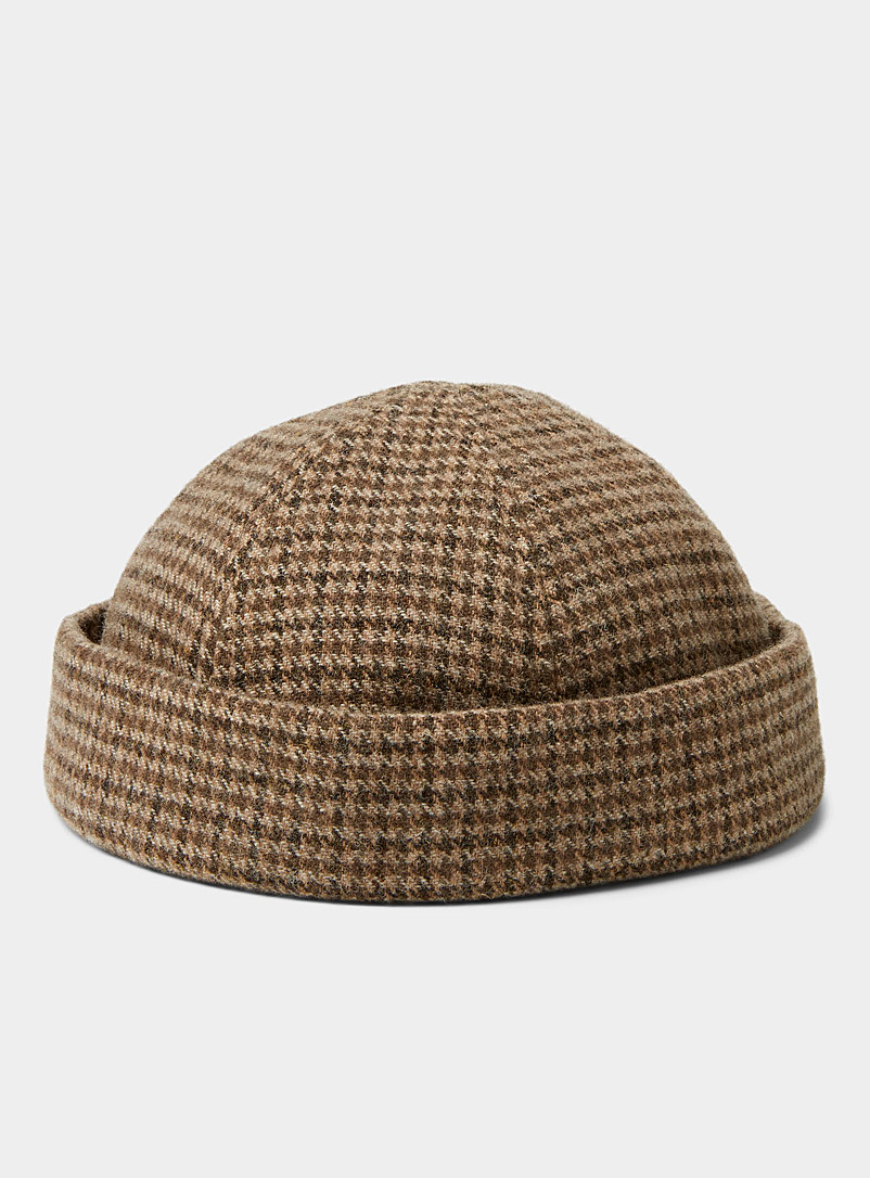 About The Tower Brown Houndstooth rolled hat for men
